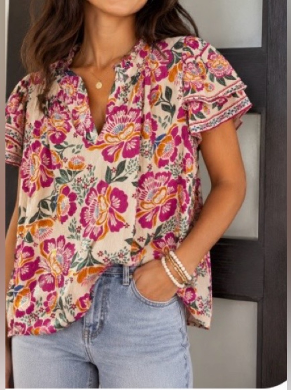Artelier Nicole Miller Fun Colorful Floral SS Blouse Size S